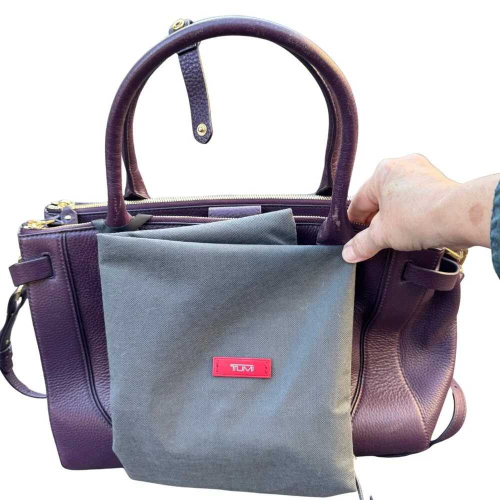 Tumi Women's Purple Leather Laptop Briefcase | Gold Hardware - Picture 13 of 13